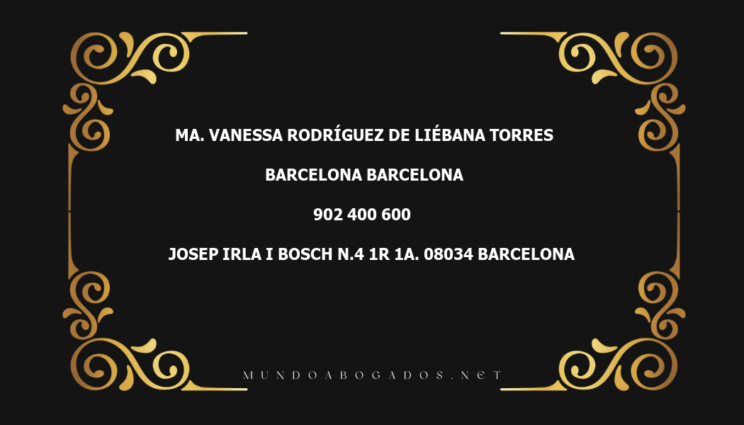 abogado Ma. Vanessa Rodríguez De Liébana Torres en la localidad de Barcelona