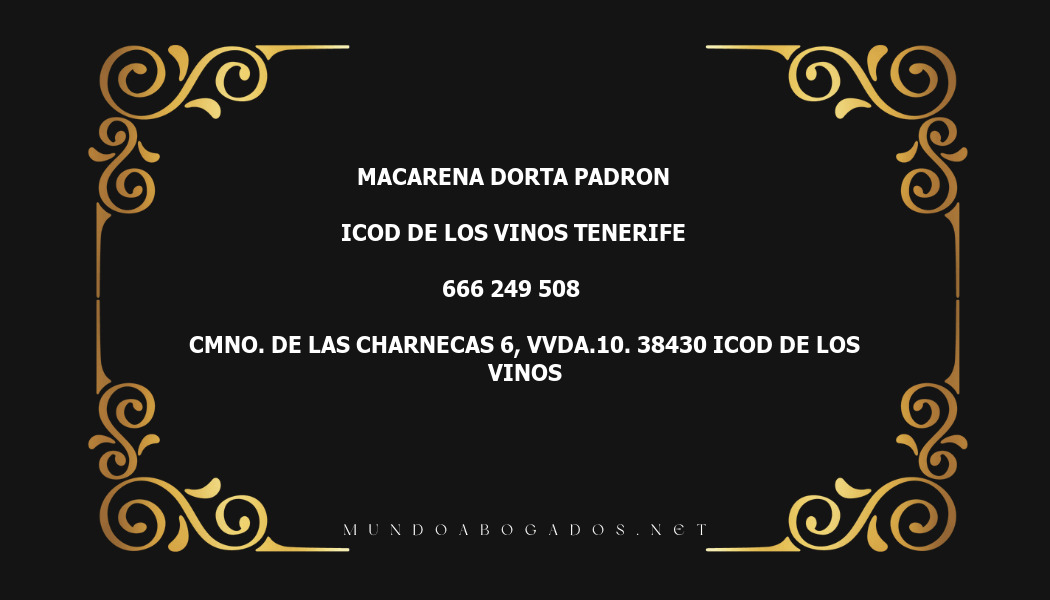 abogado Macarena Dorta Padron en la localidad de ICOD DE LOS VINOS