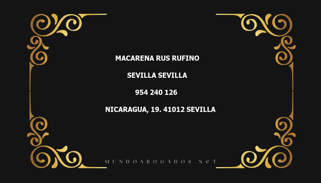 abogado Macarena Rus Rufino en la localidad de Sevilla