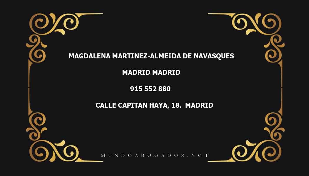 abogado Magdalena Martinez-Almeida De Navasques en la localidad de Madrid