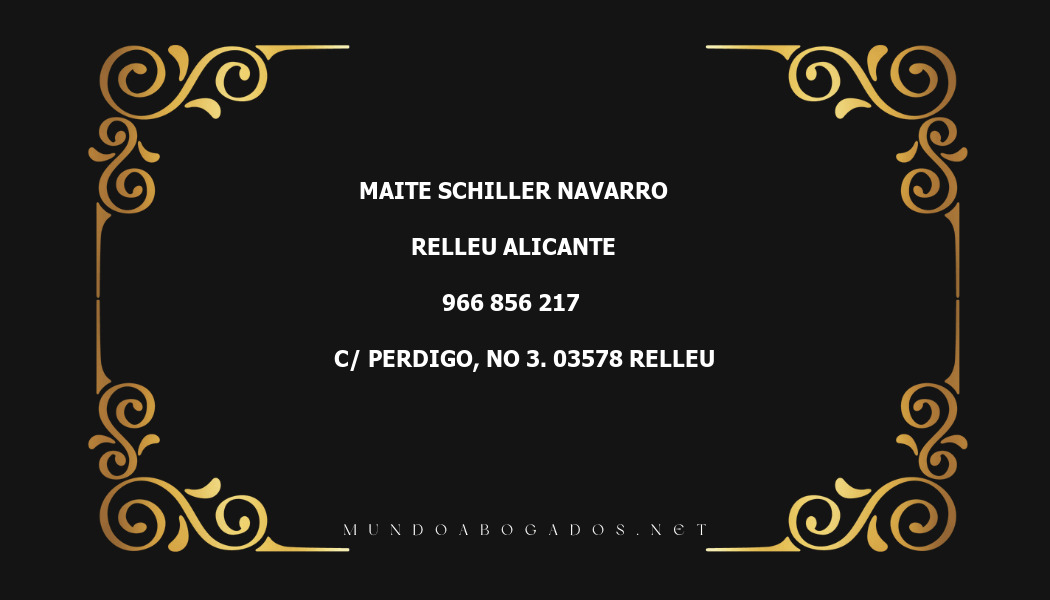 abogado Maite Schiller Navarro en la localidad de Relleu