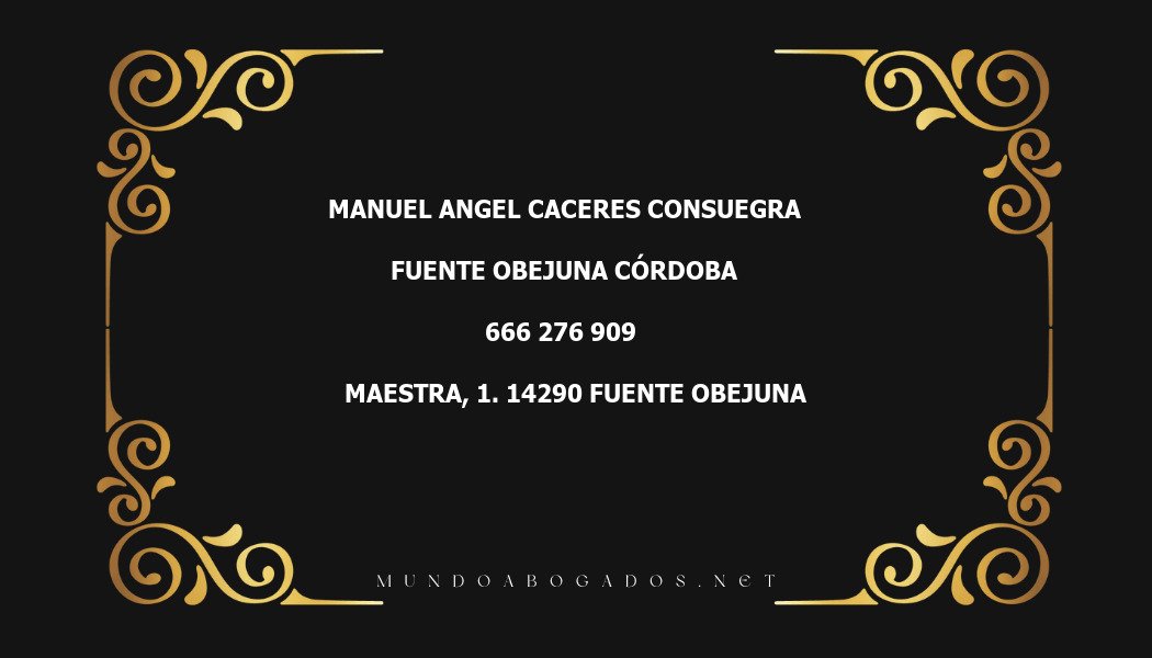 abogado Manuel Angel Caceres Consuegra en la localidad de Fuente Obejuna