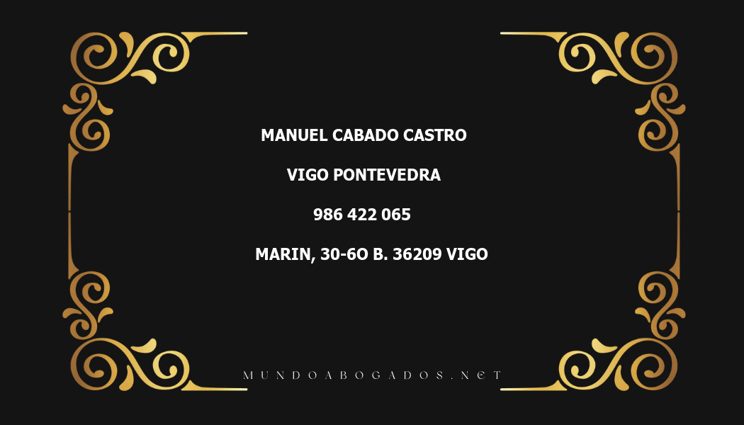 abogado Manuel Cabado Castro en la localidad de Vigo