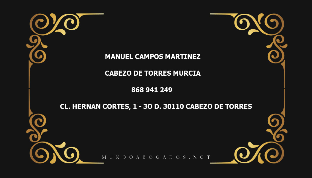 abogado Manuel Campos Martinez en la localidad de Cabezo de Torres