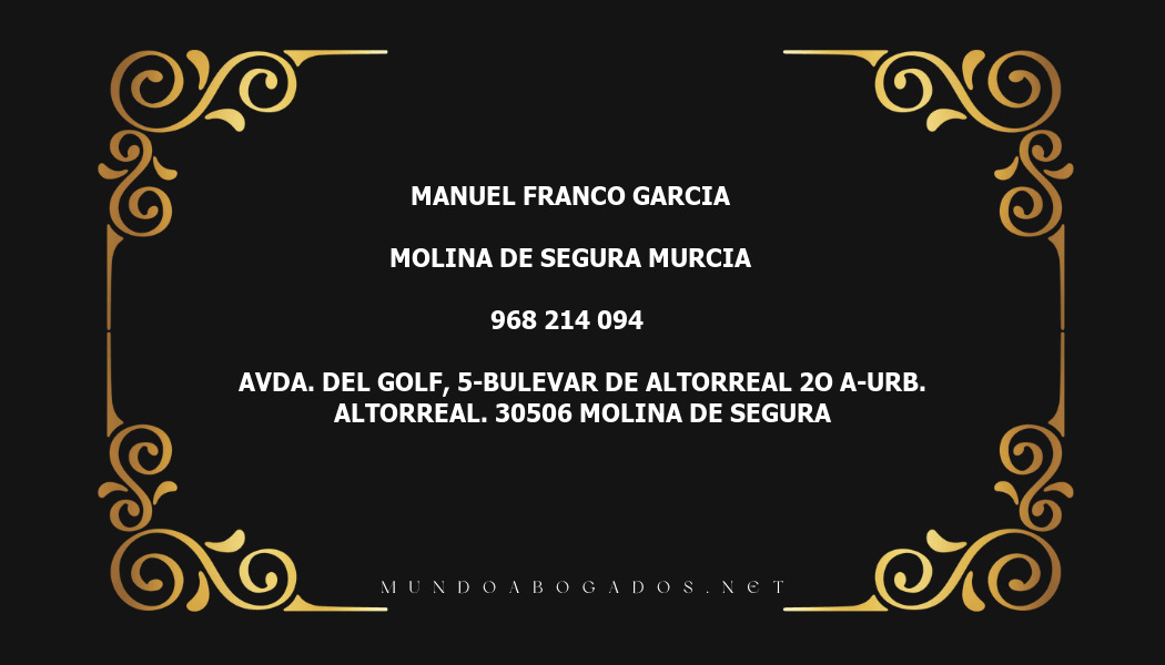 abogado Manuel Franco Garcia en la localidad de Molina de Segura