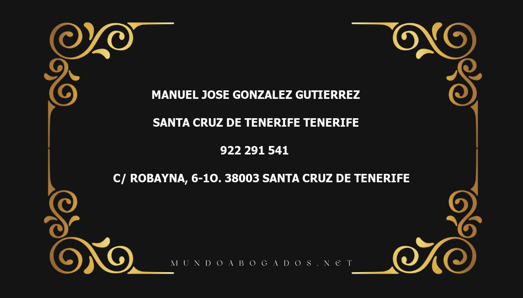 abogado Manuel Jose Gonzalez Gutierrez en la localidad de Santa Cruz de Tenerife