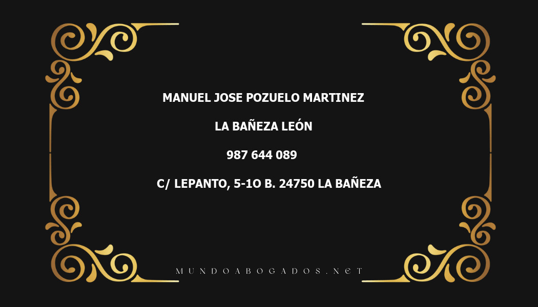 abogado Manuel Jose Pozuelo Martinez en la localidad de La Bañeza