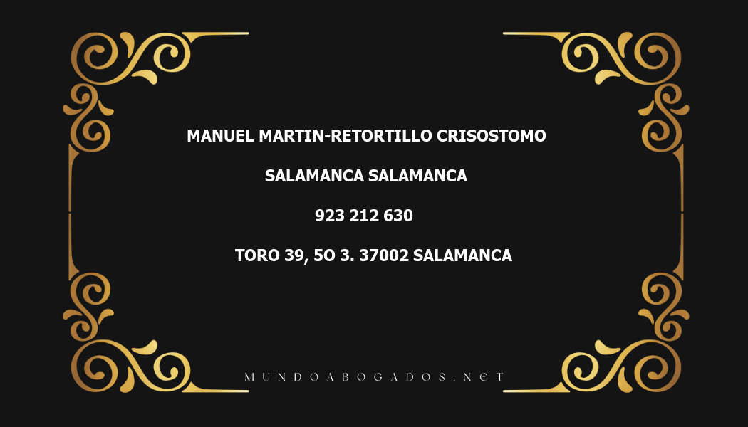 abogado Manuel Martin-Retortillo Crisostomo en la localidad de Salamanca