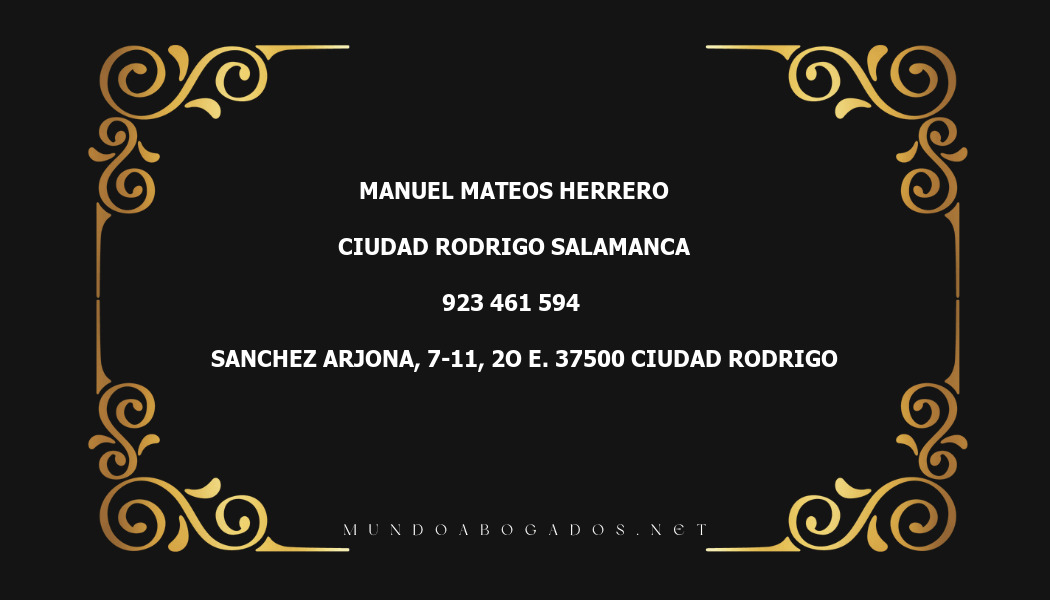 abogado Manuel Mateos Herrero en la localidad de Ciudad Rodrigo