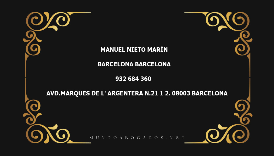 abogado Manuel Nieto Marín en la localidad de Barcelona