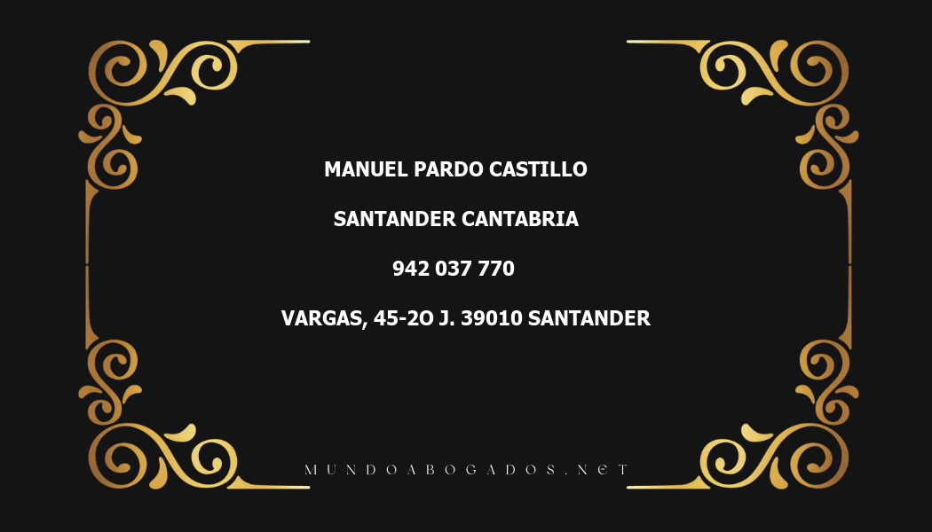 abogado Manuel Pardo Castillo en la localidad de Santander