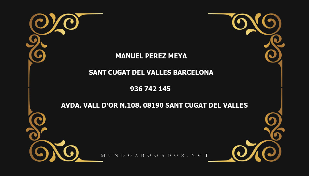 abogado Manuel Perez Meya en la localidad de Sant Cugat del Valles