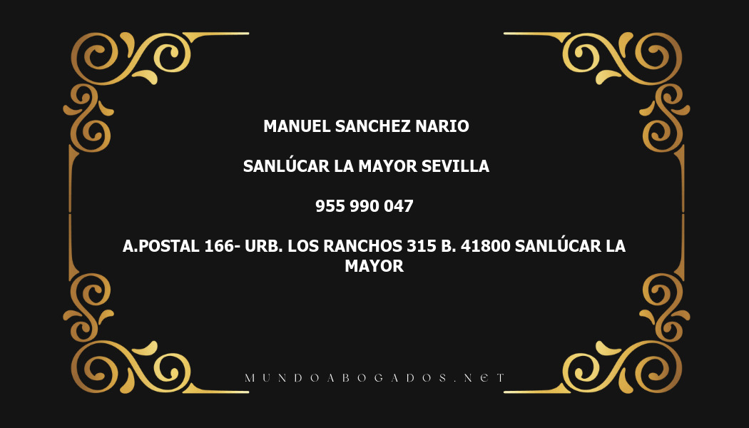 abogado Manuel Sanchez Nario en la localidad de Sanlúcar la Mayor