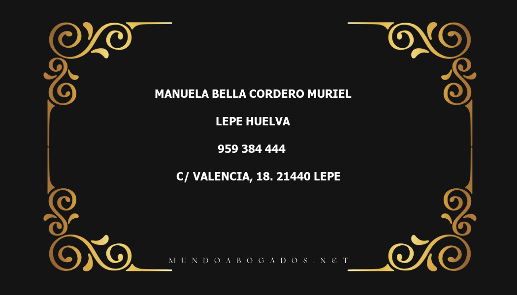 abogado Manuela Bella Cordero Muriel en la localidad de Lepe