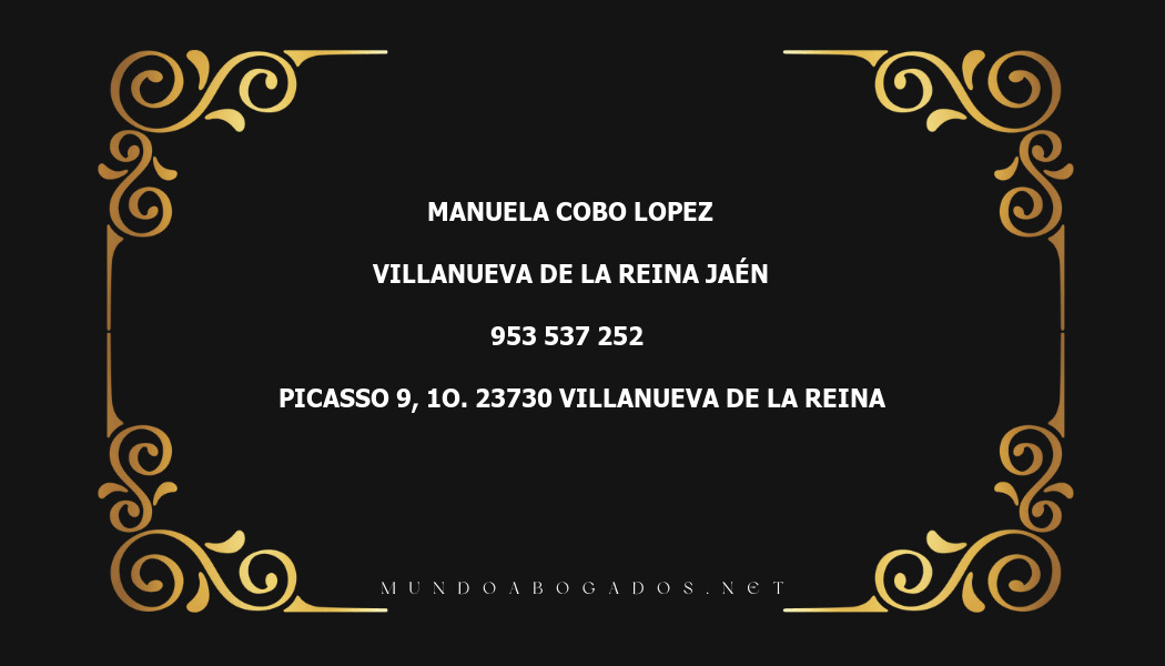 abogado Manuela Cobo Lopez en la localidad de Villanueva de La Reina