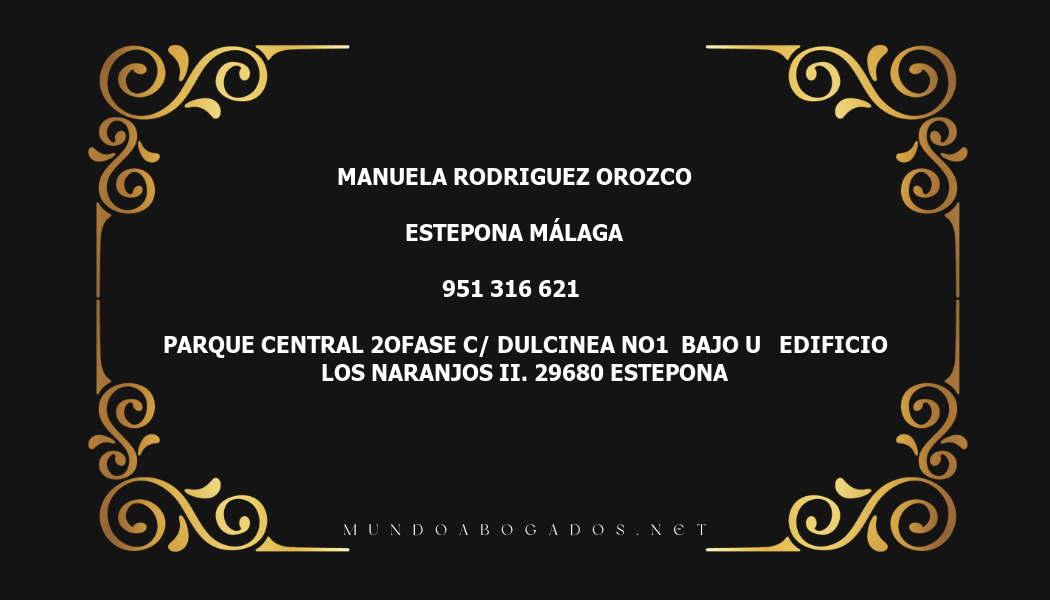 abogado Manuela Rodriguez Orozco en la localidad de Estepona