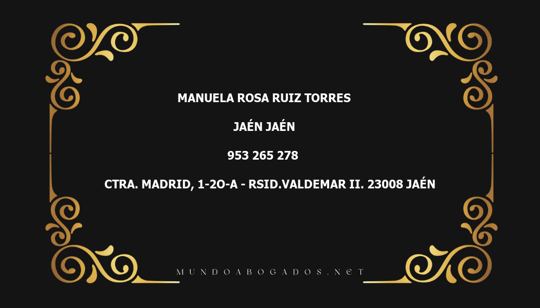 abogado Manuela Rosa Ruiz Torres en la localidad de Jaén