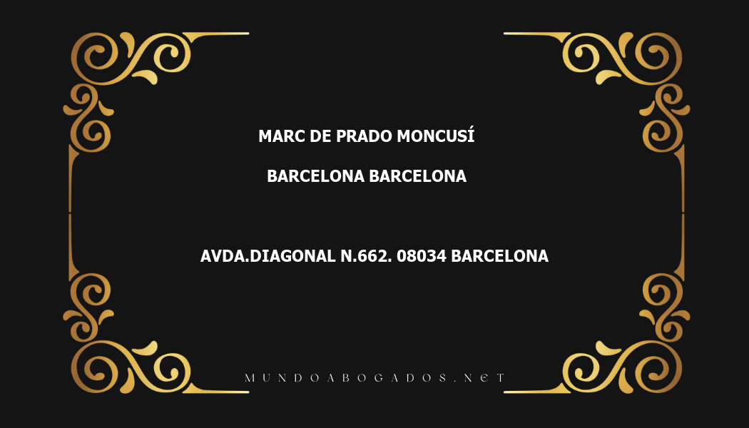 abogado Marc De Prado Moncusí en la localidad de Barcelona