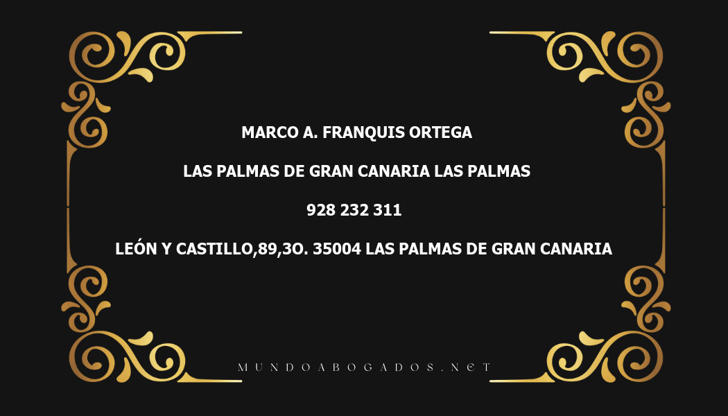 abogado Marco A. Franquis Ortega en la localidad de Las Palmas de Gran Canaria