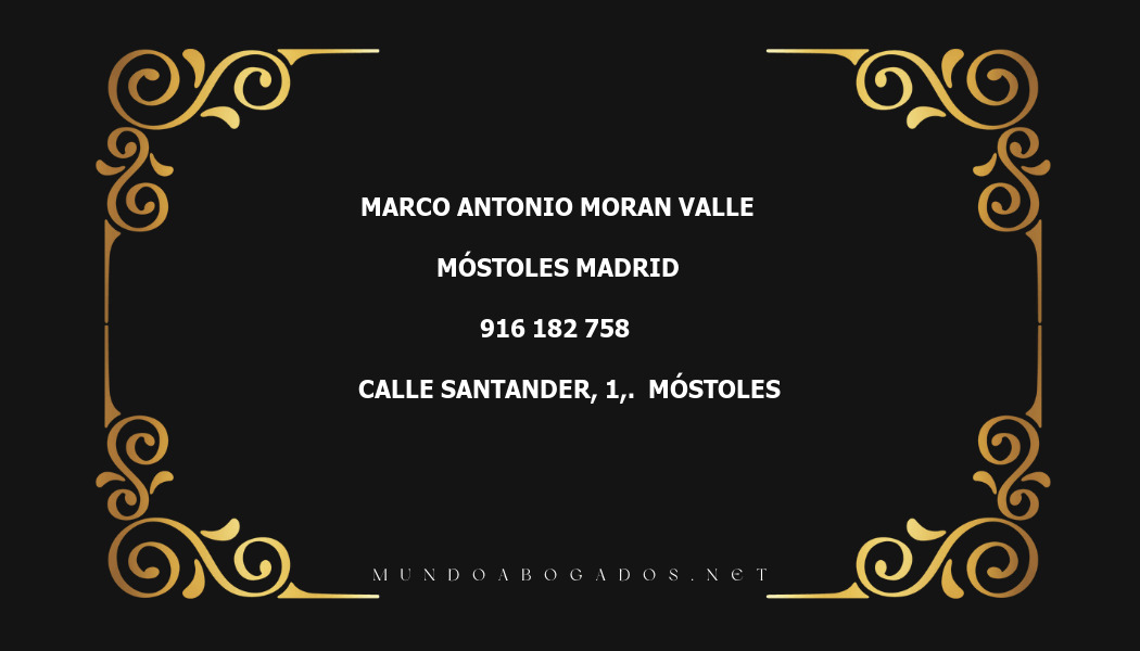 abogado Marco Antonio Moran Valle en la localidad de Móstoles