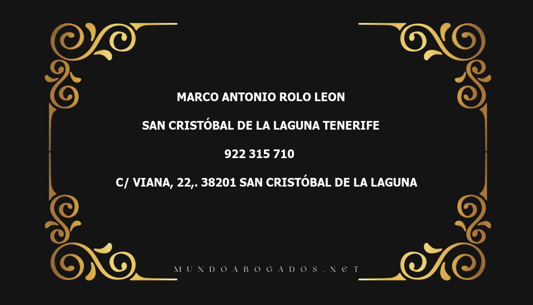 abogado Marco Antonio Rolo Leon en la localidad de San Cristóbal de La Laguna