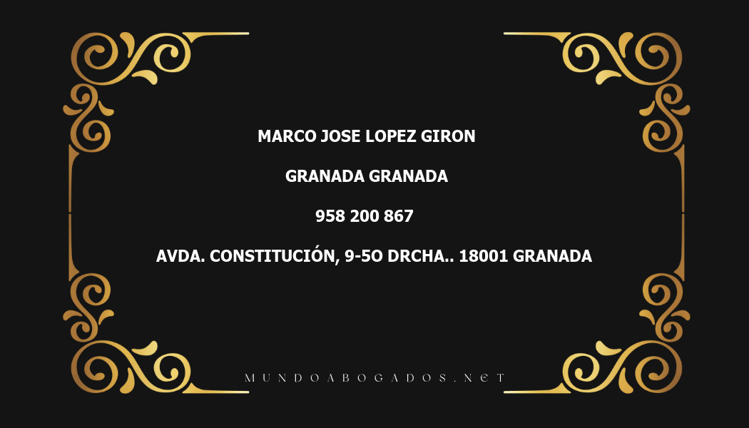 abogado Marco Jose Lopez Giron en la localidad de Granada