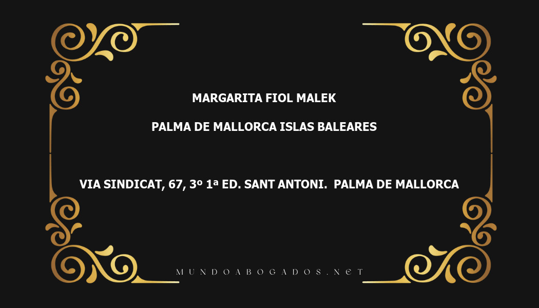 abogado Margarita Fiol Malek en la localidad de Palma de Mallorca