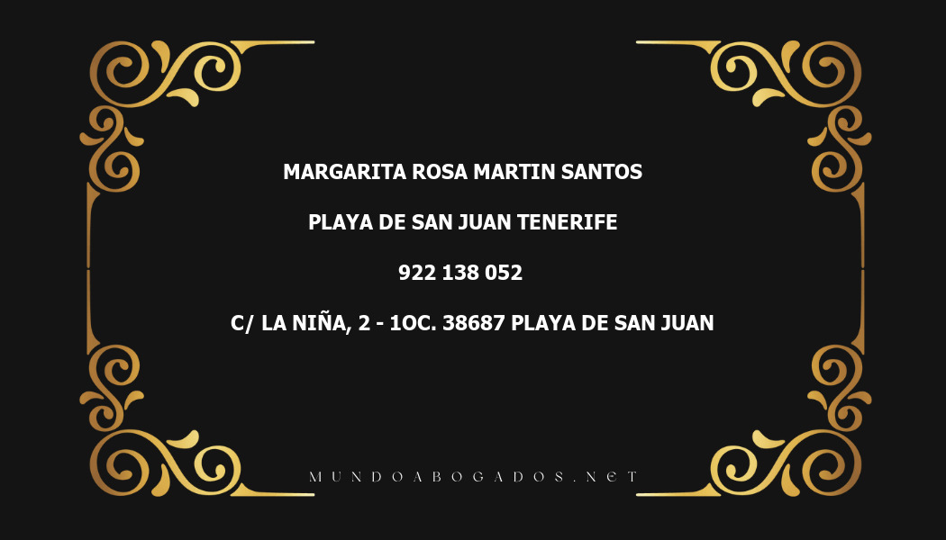 abogado Margarita Rosa Martin Santos en la localidad de Playa de San Juan