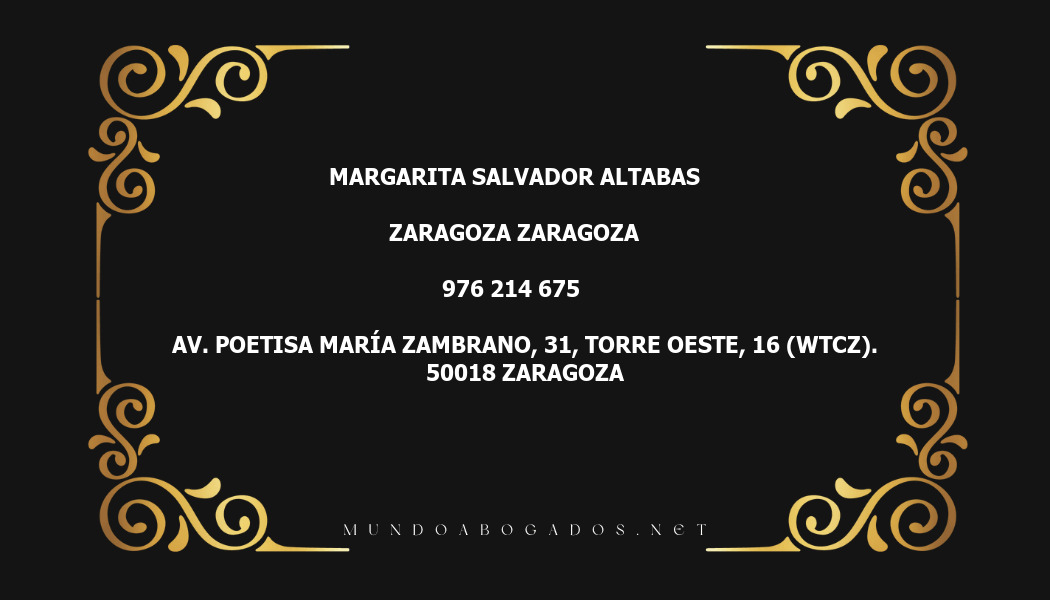 abogado Margarita Salvador Altabas en la localidad de Zaragoza