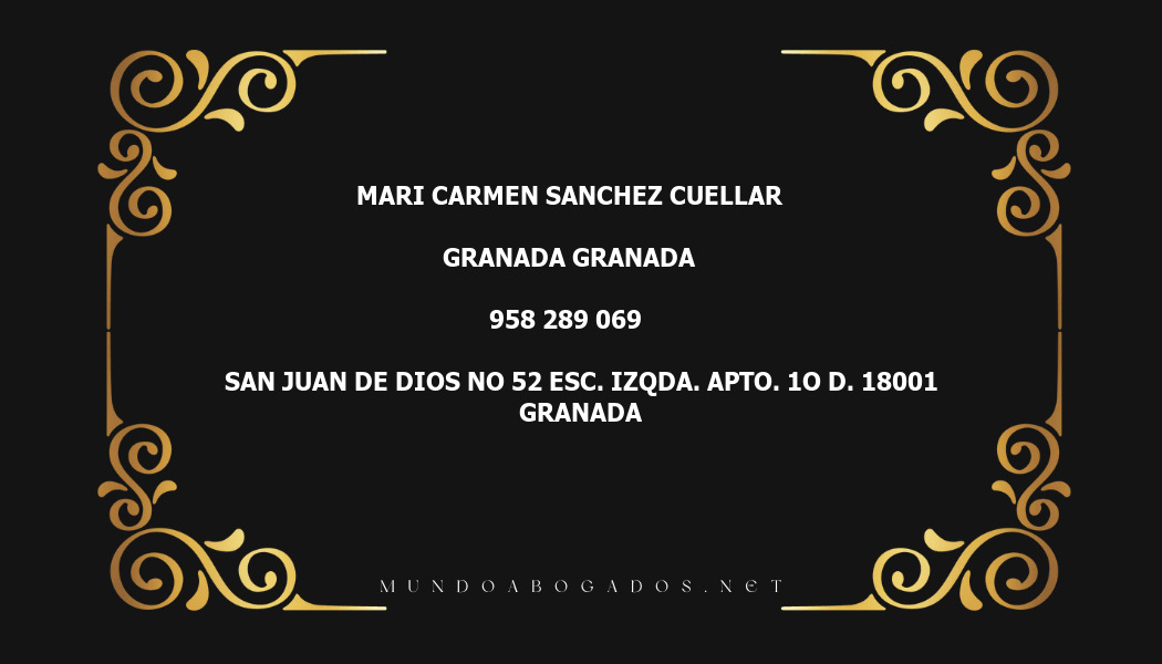 abogado Mari Carmen Sanchez Cuellar en la localidad de Granada