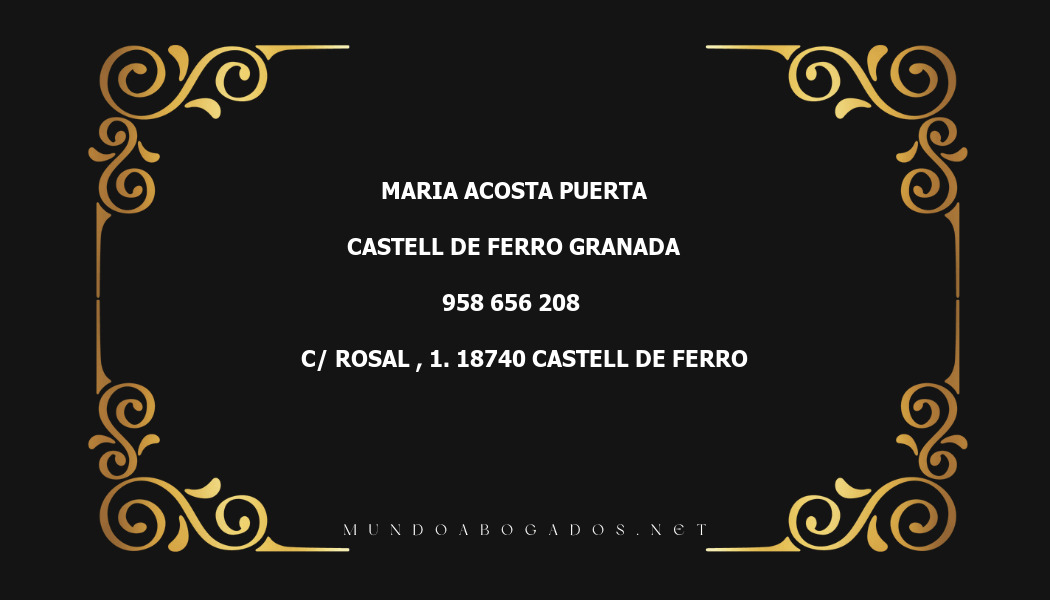 abogado Maria Acosta Puerta en la localidad de Castell de Ferro