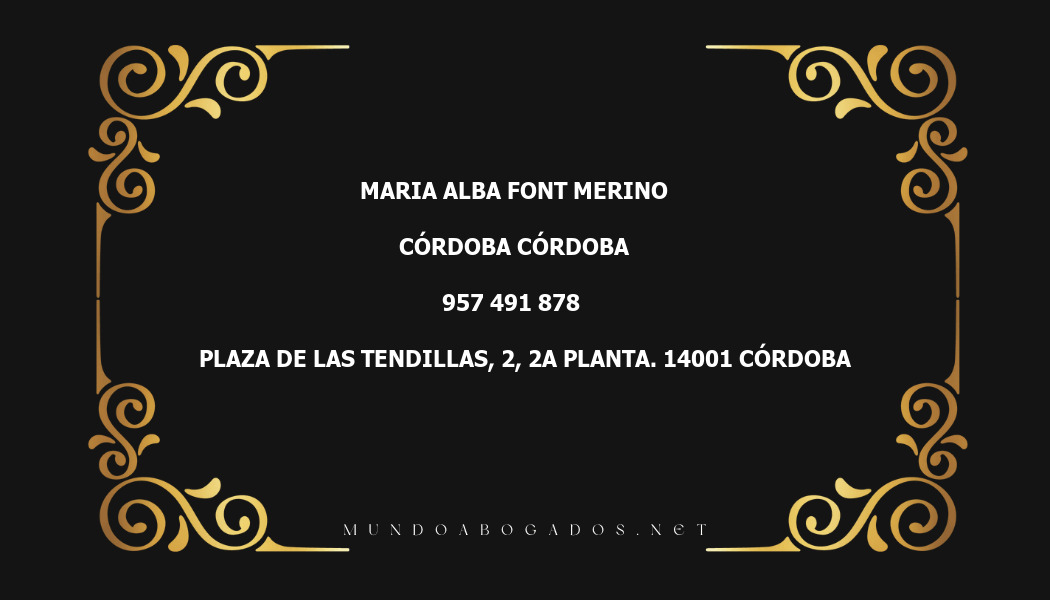 abogado Maria Alba Font Merino en la localidad de Córdoba