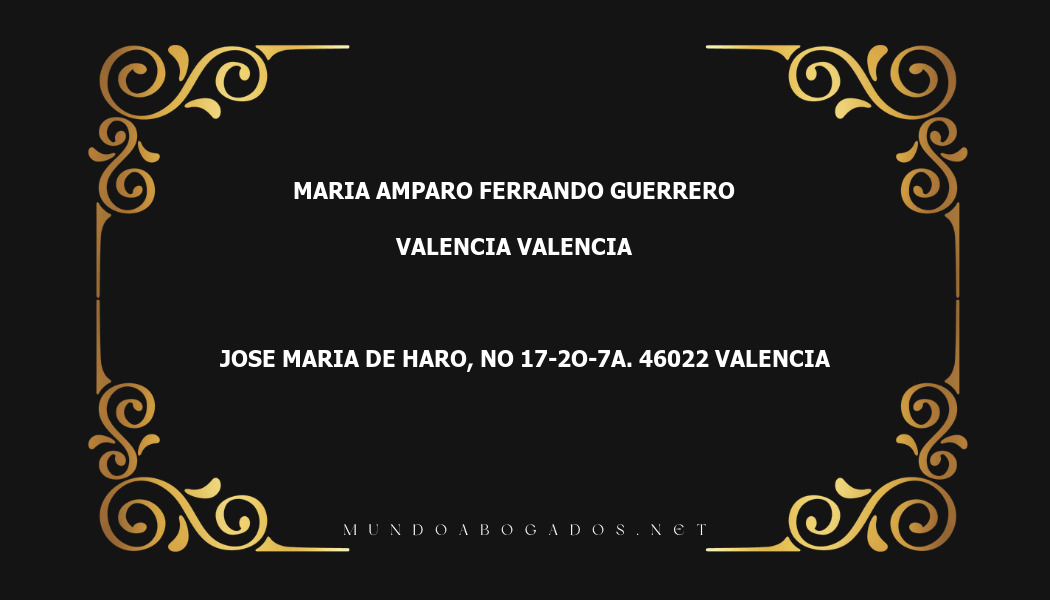 abogado Maria Amparo Ferrando Guerrero en la localidad de Valencia