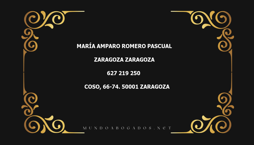 abogado María Amparo Romero Pascual en la localidad de Zaragoza