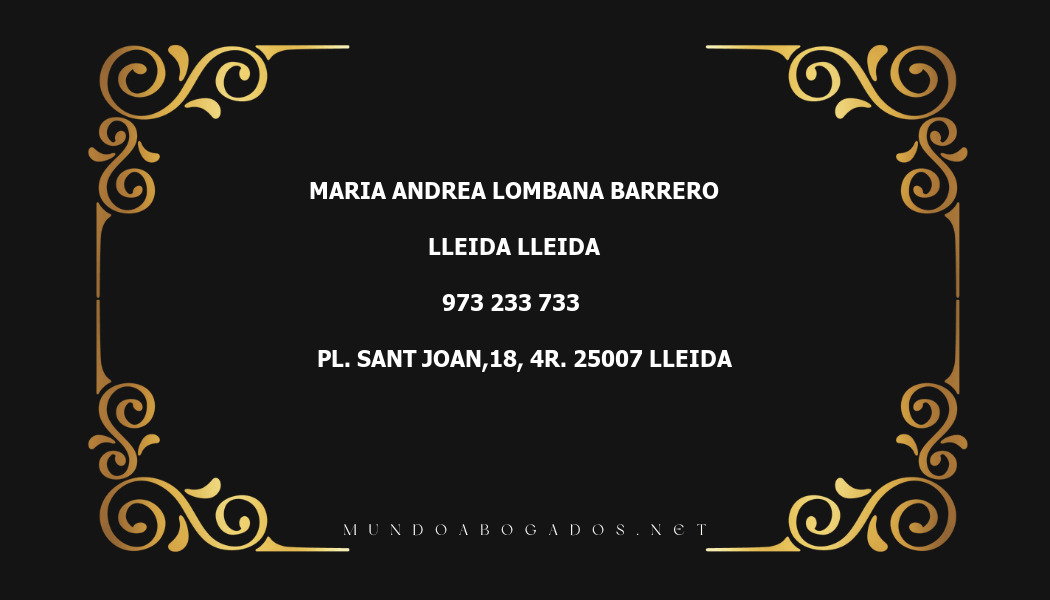 abogado Maria Andrea Lombana Barrero en la localidad de Lleida