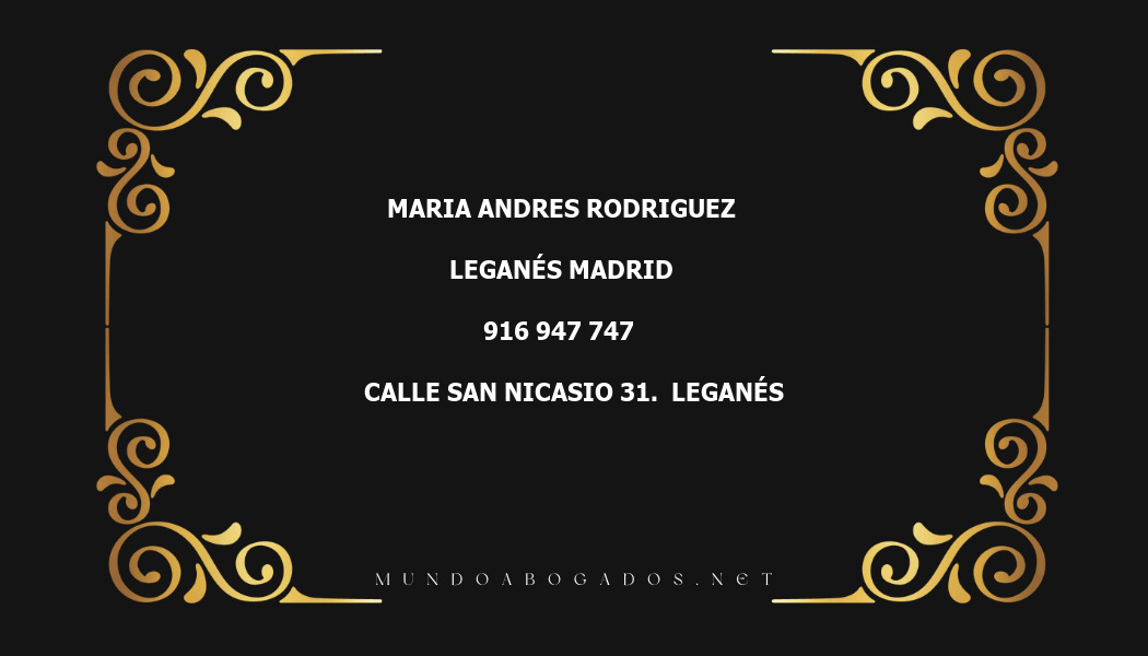 abogado Maria Andres Rodriguez en la localidad de Leganés