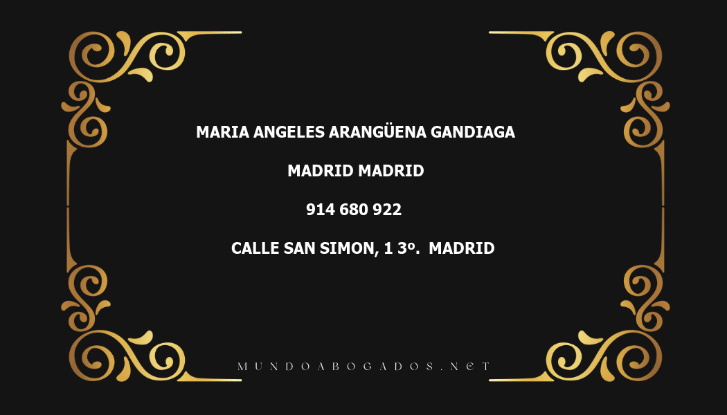 abogado Maria Angeles Arangüena Gandiaga en la localidad de Madrid