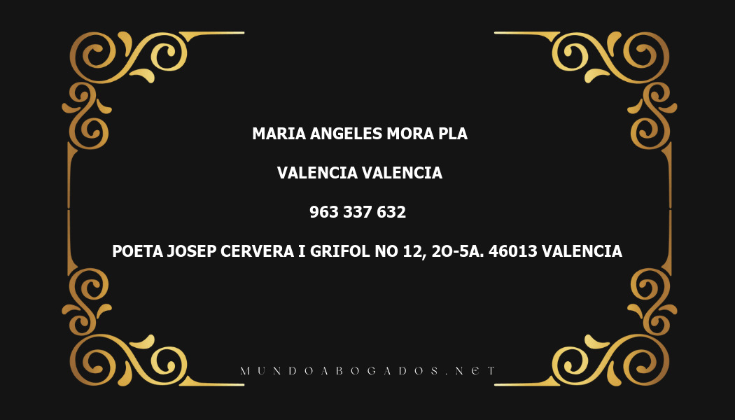 abogado Maria Angeles Mora Pla en la localidad de Valencia