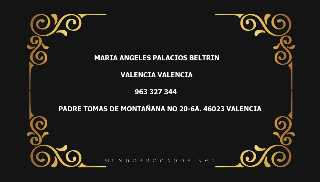 abogado Maria Angeles Palacios Beltrin en la localidad de Valencia