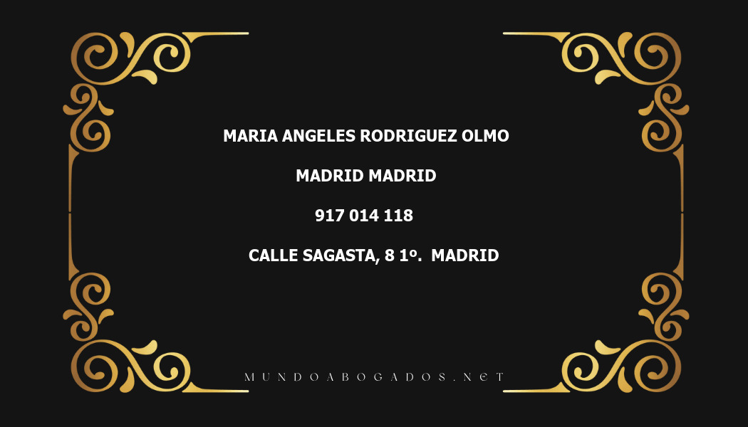 abogado Maria Angeles Rodriguez Olmo en la localidad de Madrid