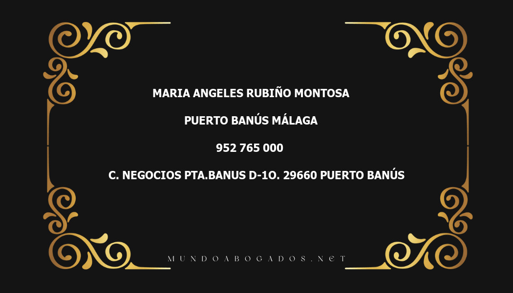 abogado Maria Angeles Rubiño Montosa en la localidad de Puerto Banús