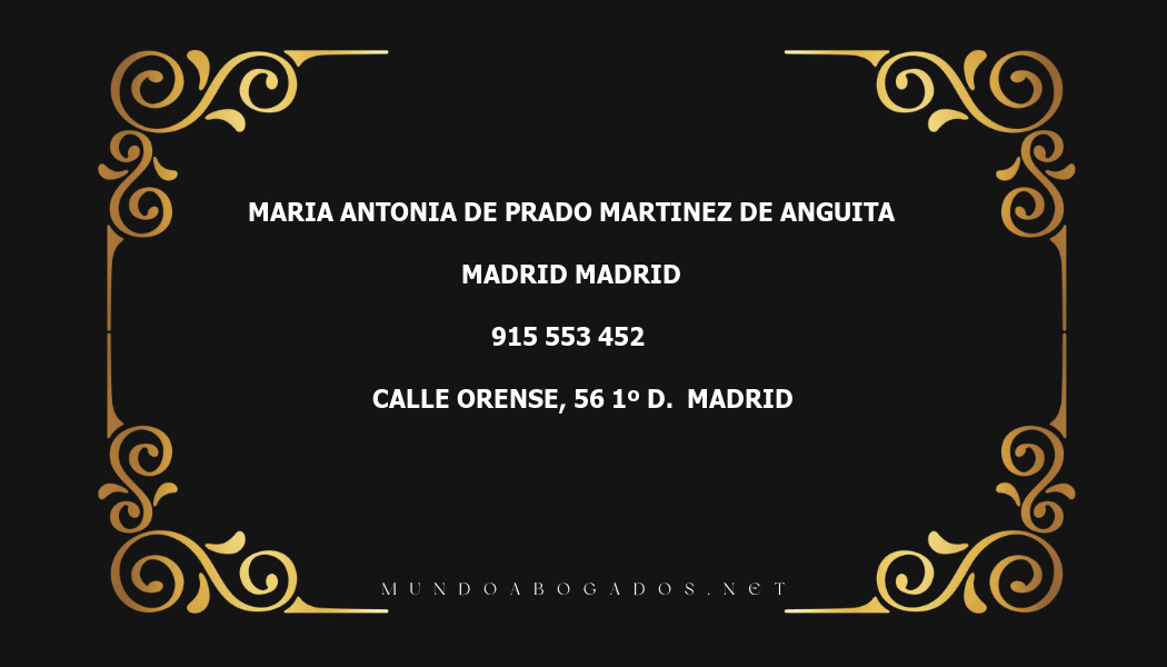 abogado Maria Antonia De Prado Martinez De Anguita en la localidad de Madrid