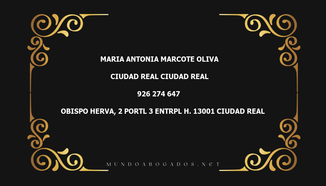 abogado Maria Antonia Marcote Oliva en la localidad de Ciudad Real