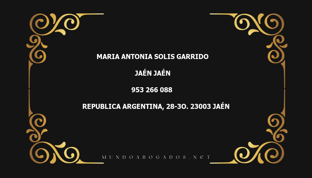 abogado Maria Antonia Solis Garrido en la localidad de Jaén