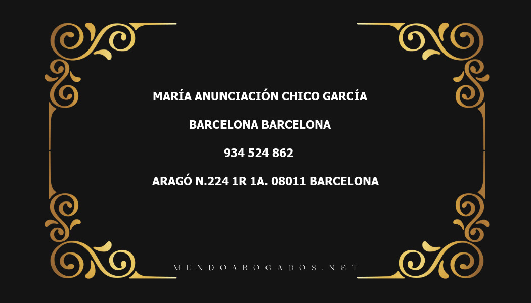 abogado María Anunciación Chico García en la localidad de Barcelona