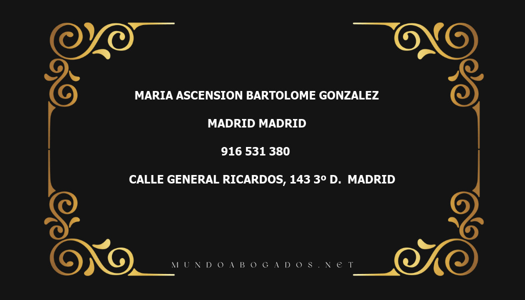 abogado Maria Ascension Bartolome Gonzalez en la localidad de Madrid