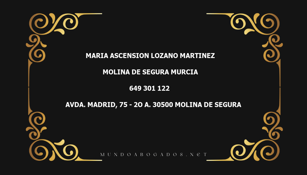 abogado Maria Ascension Lozano Martinez en la localidad de Molina de Segura