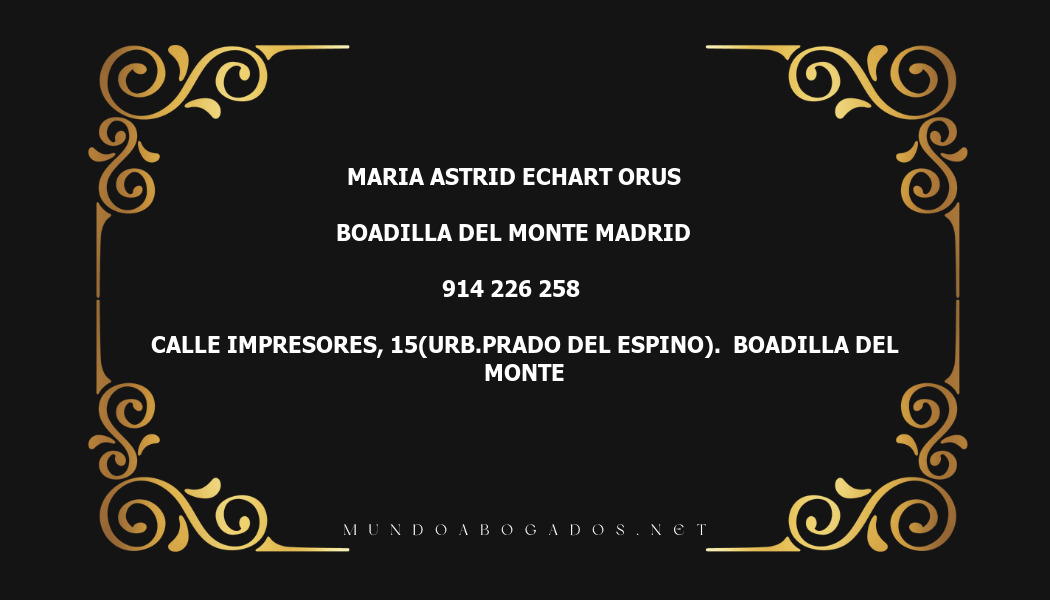 abogado Maria Astrid Echart Orus en la localidad de Boadilla del Monte