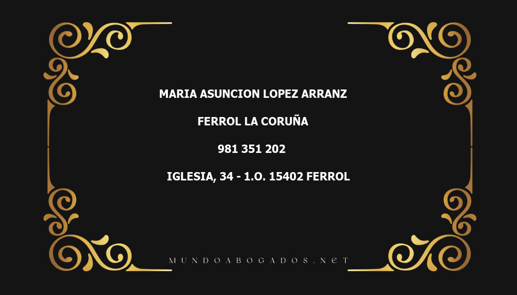 abogado Maria Asuncion Lopez Arranz en la localidad de Ferrol