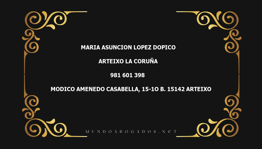 abogado Maria Asuncion Lopez Dopico en la localidad de Arteixo